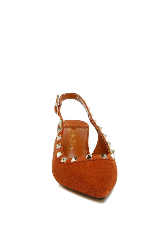 Ameya Studded Slingback Heels - HOUSE OF SHE