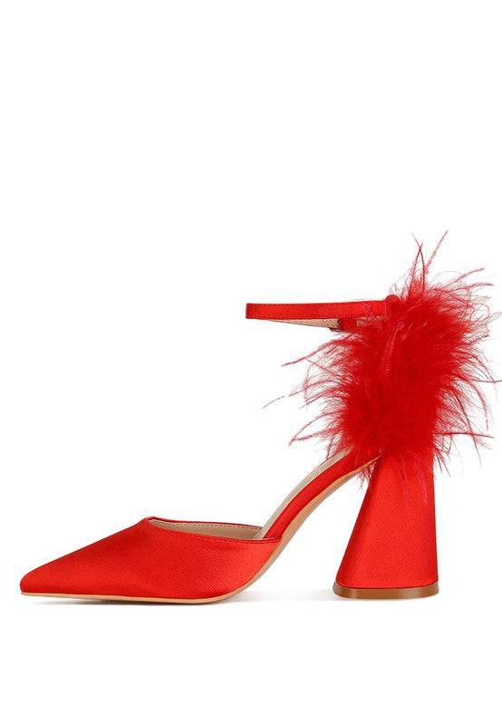 Palmetta Fur Detail Block Heel HOUSE OF SHE