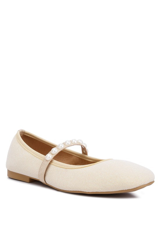 Sassie Pearl Embellished Ballerina Flats HOUSE OF SHE