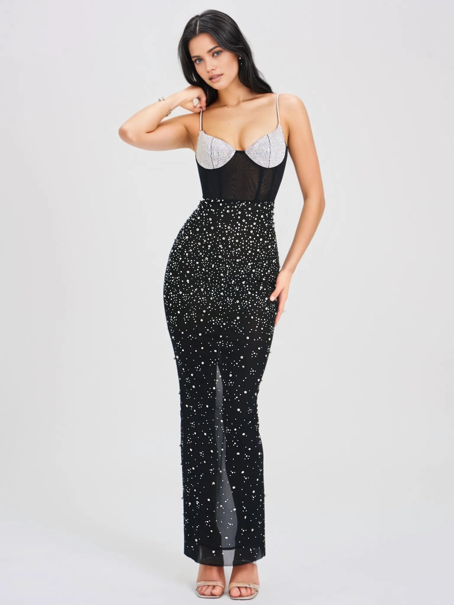 Jimena Rhinestone Maxi Dress - HOUSE OF SHE