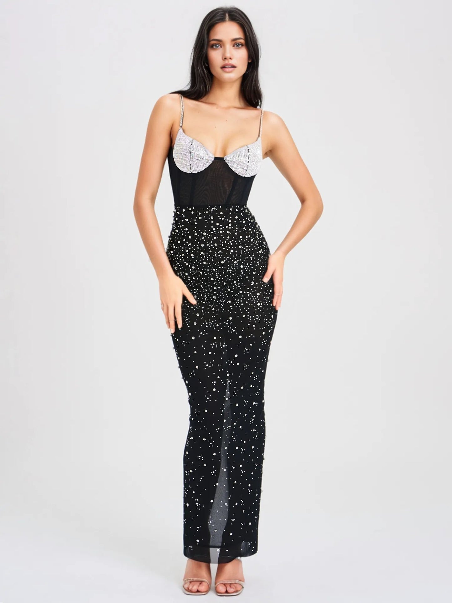 Jimena Rhinestone Maxi Dress - HOUSE OF SHE