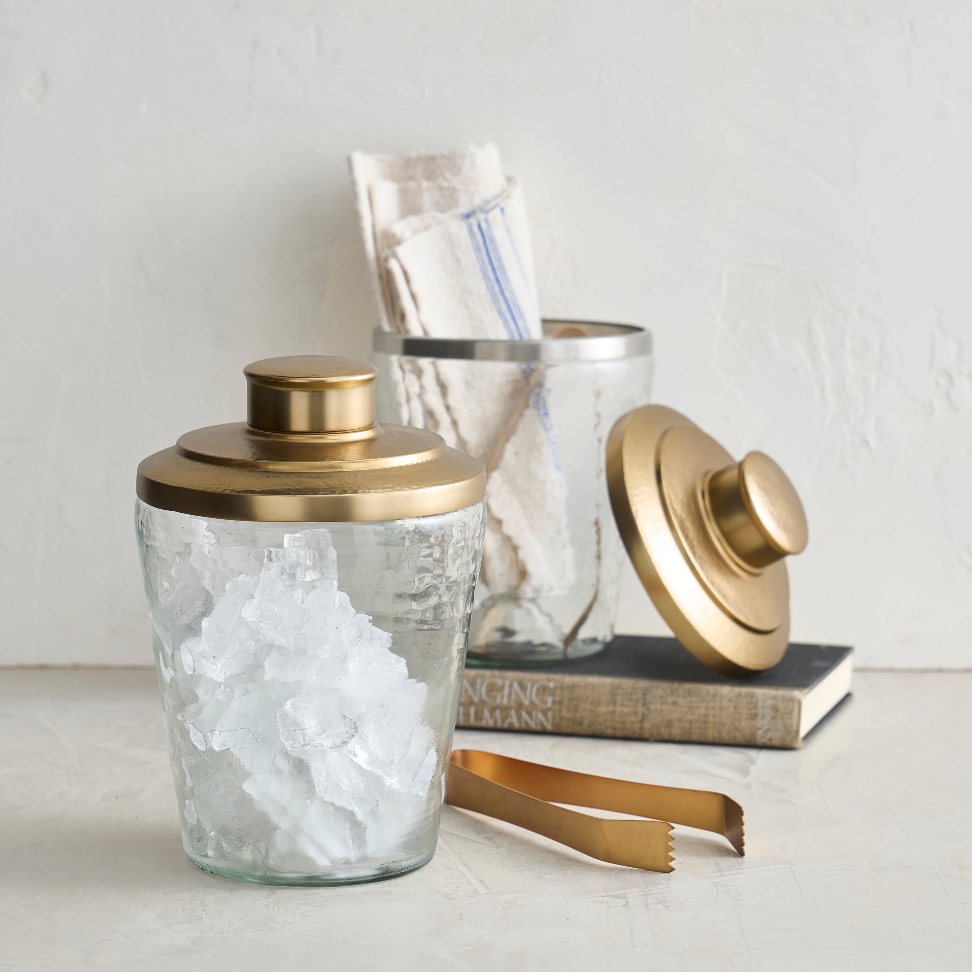 Pebbled Ice Bucket / Tongs Set HOUSE OF SHE