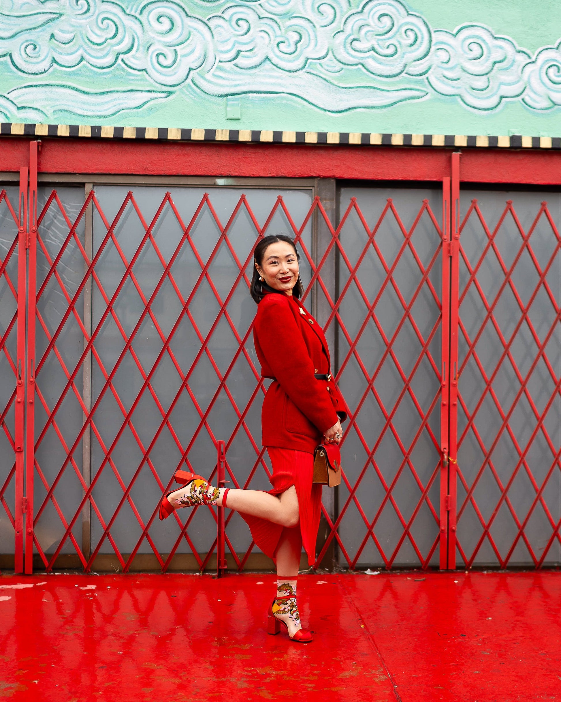 Lunar New Year of the Dragon Sheer Crew Sock  HOUSE OF SHE