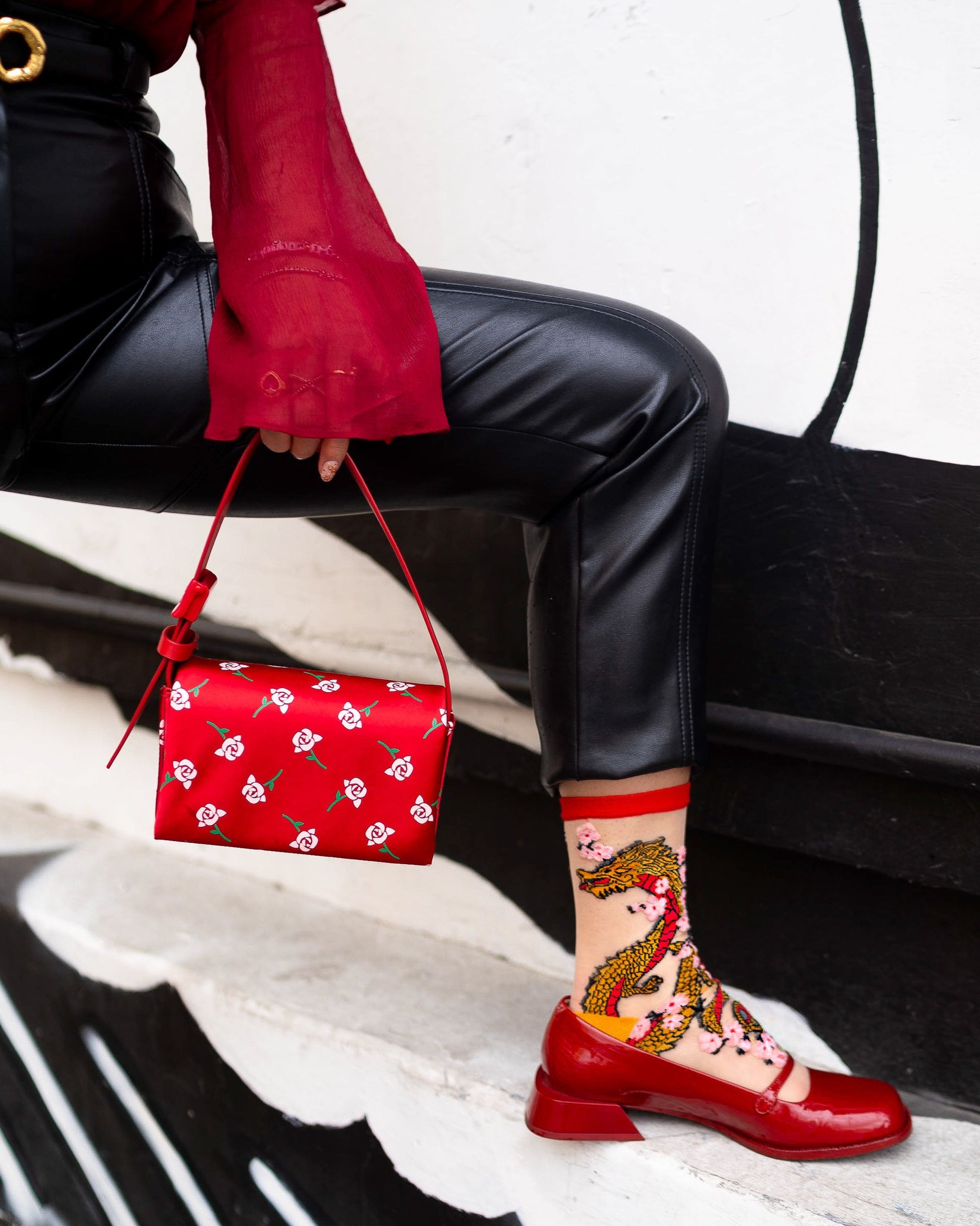 Lunar New Year of the Dragon Sheer Crew Sock  HOUSE OF SHE