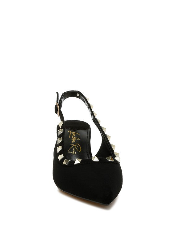 Ameya Studded Slingback Heels - HOUSE OF SHE