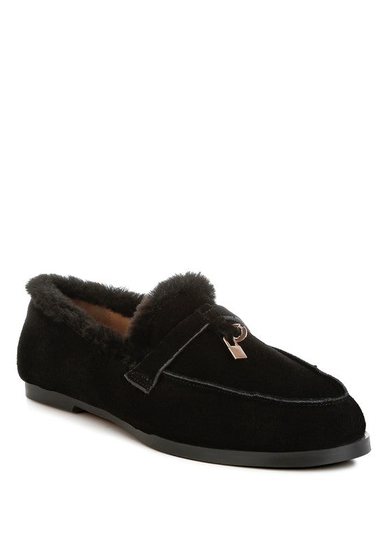 Ohrid Suede & Faux Fur Flat Loafers HOUSE OF SHE