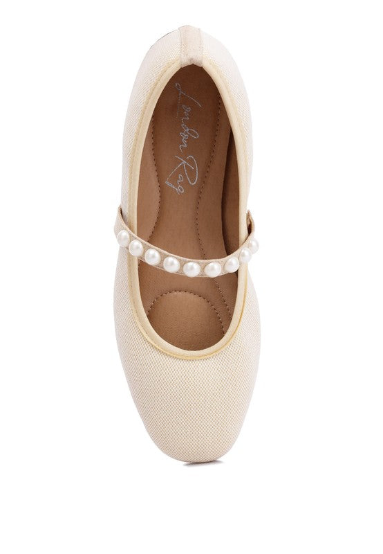 Sassie Pearl Embellished Ballerina Flats HOUSE OF SHE