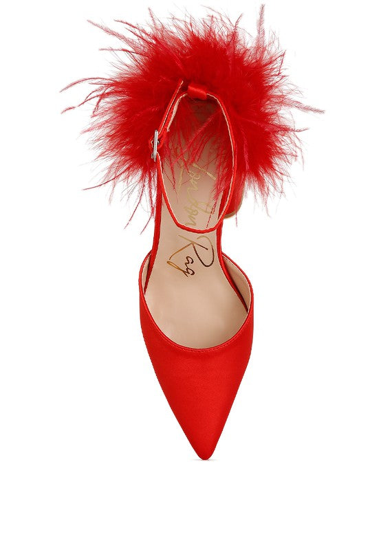 Palmetta Fur Detail Block Heel HOUSE OF SHE