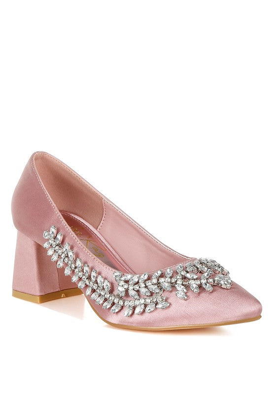 Abatina Satin Diamante Embellished Pumps  HOUSE OF SHE