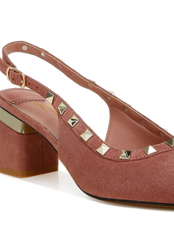 Ameya Studded Slingback Heels - HOUSE OF SHE
