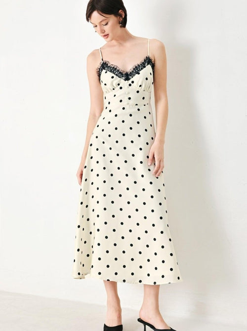 DOTTY SWEETHEART WOVEN MIDI DRESS