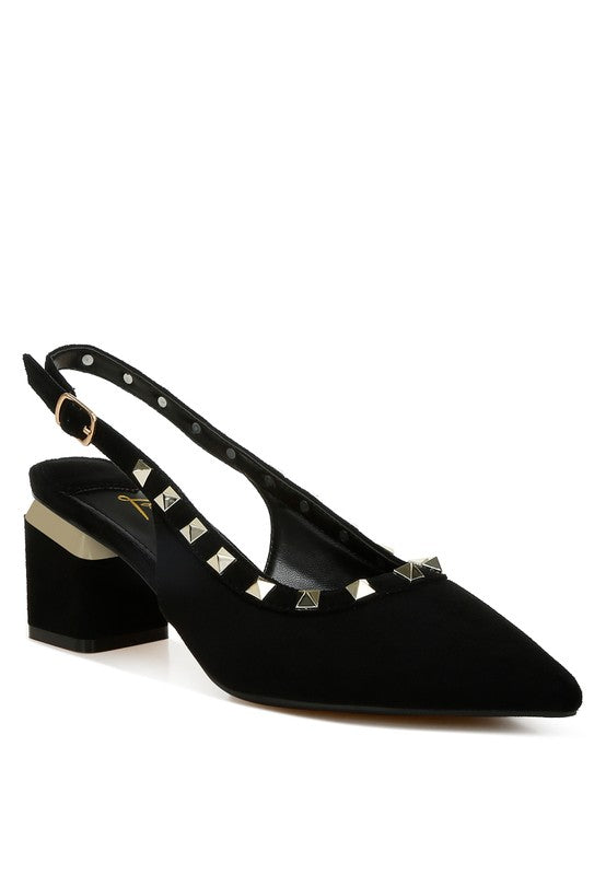Ameya Studded Slingback Heels - HOUSE OF SHE