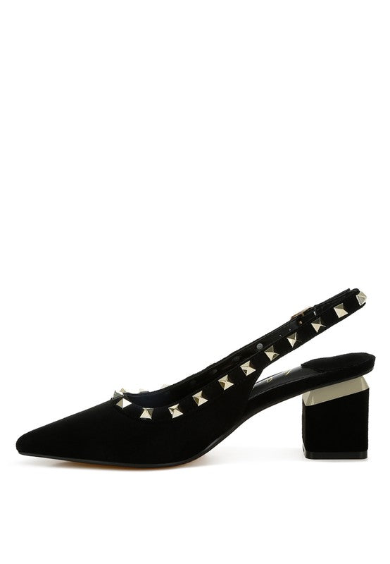 Ameya Studded Slingback Heels - HOUSE OF SHE
