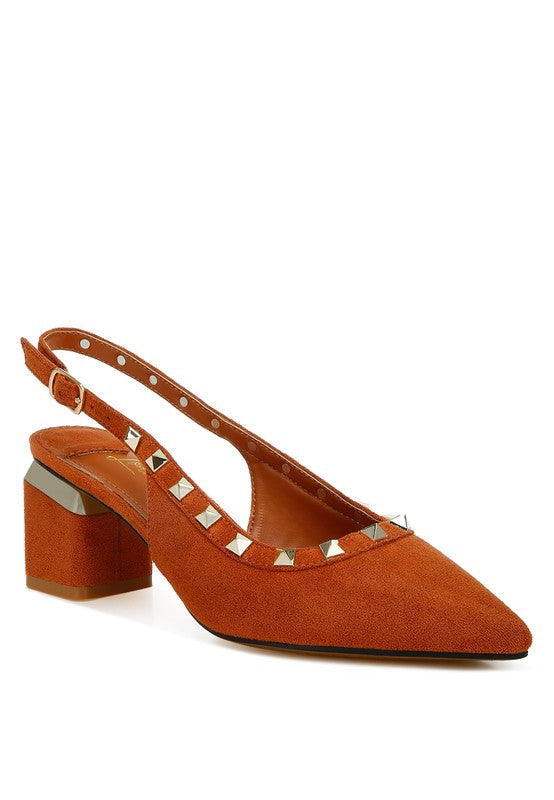 Ameya Studded Slingback Heels - HOUSE OF SHE