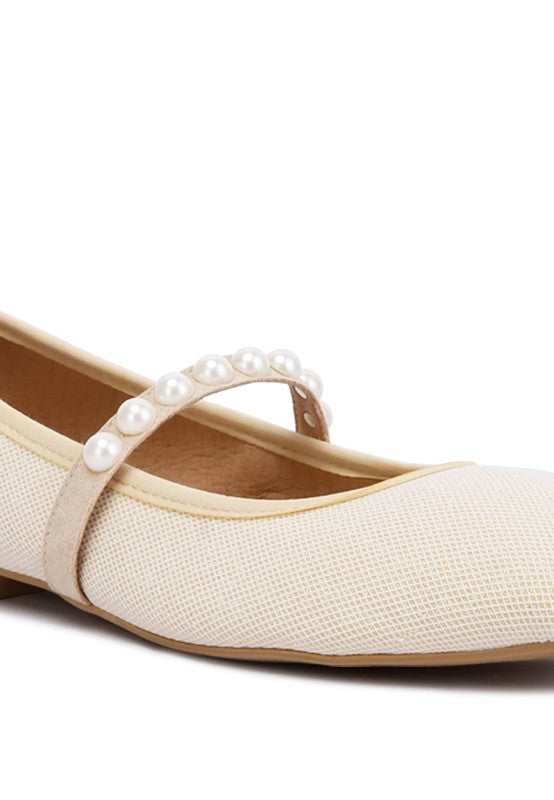 Sassie Pearl Embellished Ballerina Flats HOUSE OF SHE