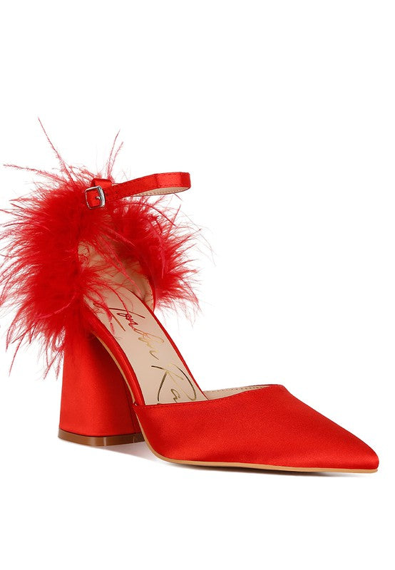 Palmetta Fur Detail Block Heel HOUSE OF SHE