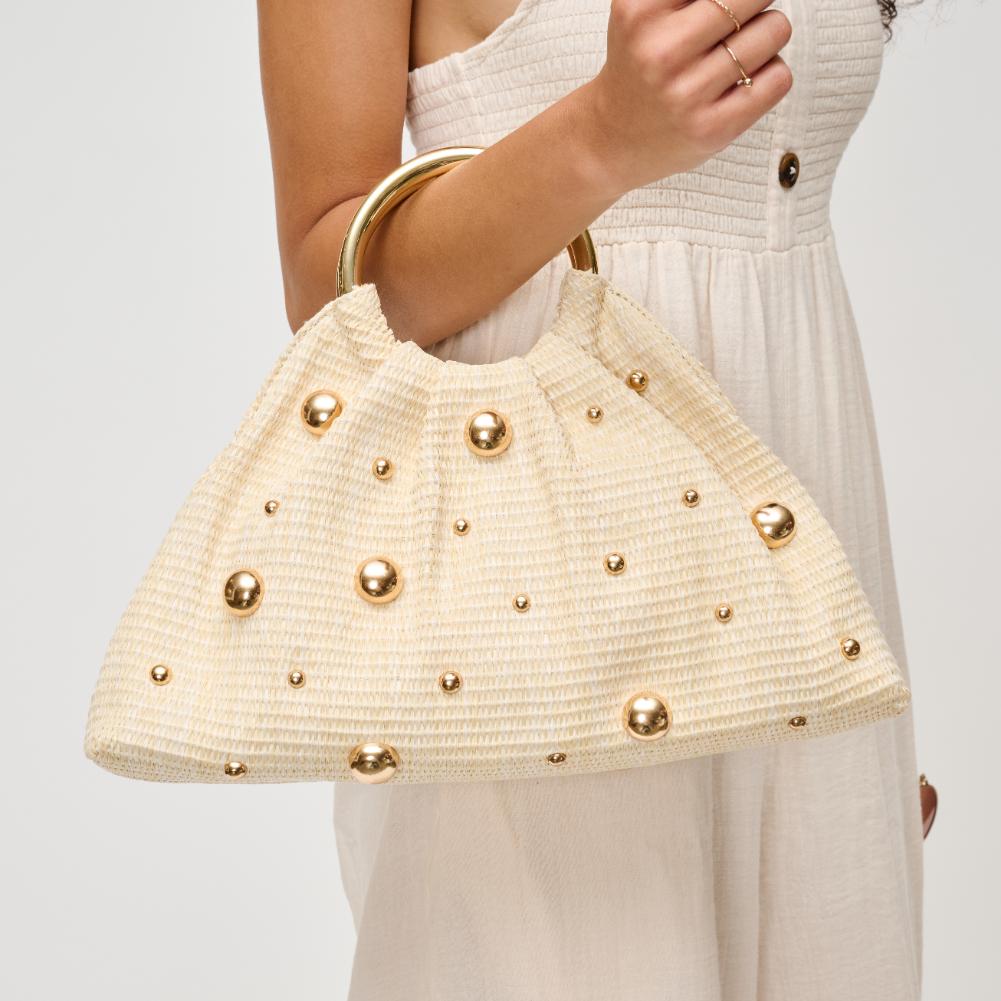 Harper Evening Natural Vegan Studded Bag - HOUSE OF SHE