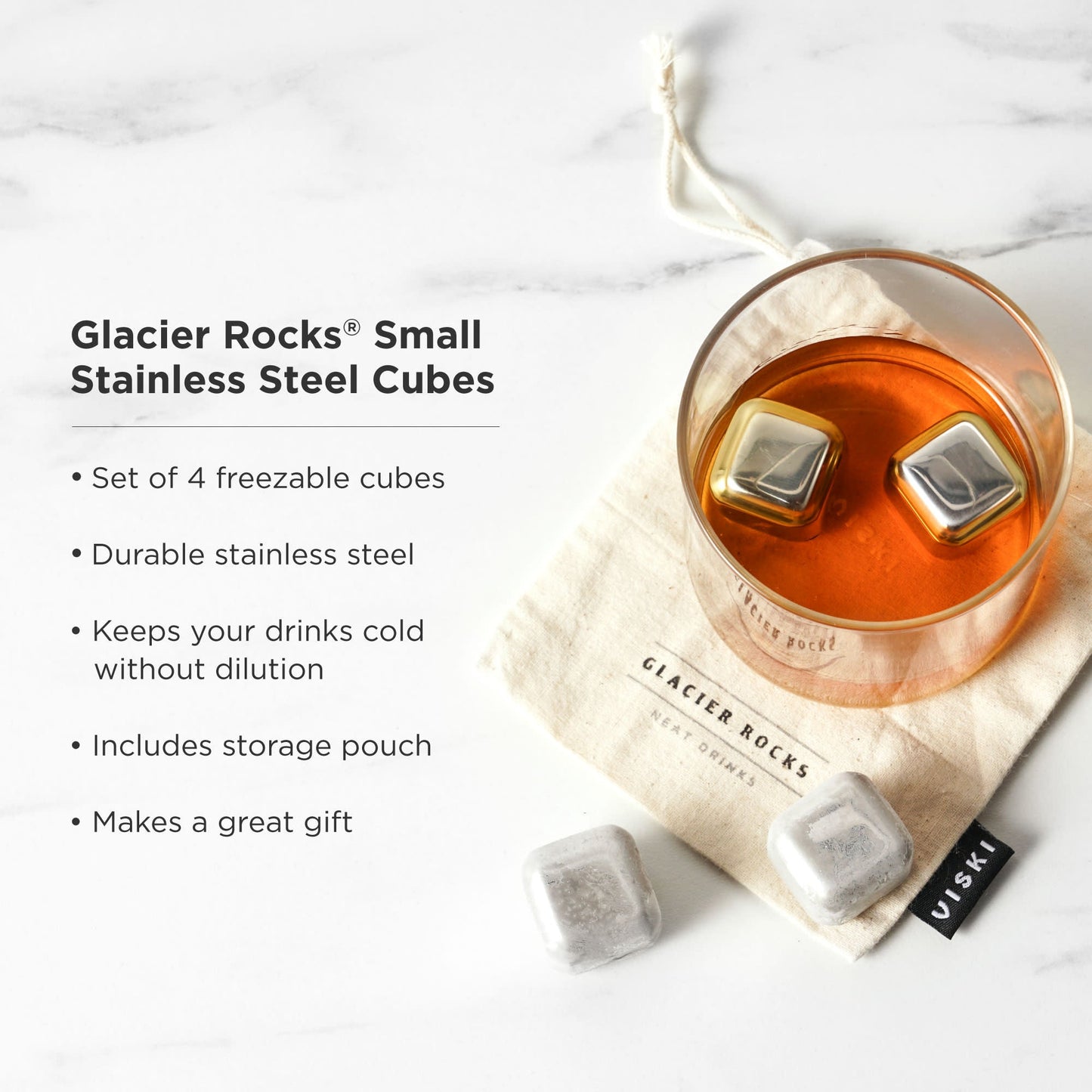 Glacier Rocks Stainless Steel Cube Set of 4 - HOUSE OF SHE