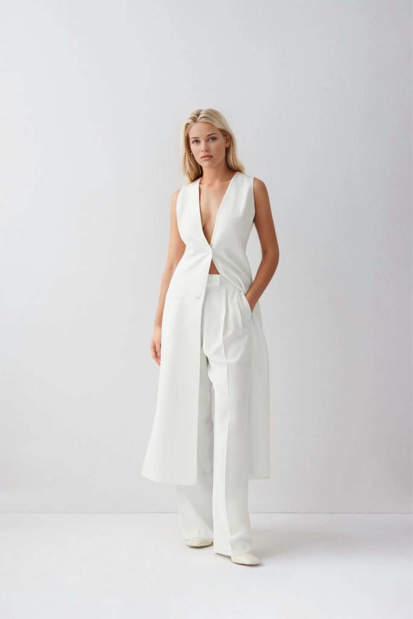 Nubia Classic Long Vest Blazer - HOUSE OF SHE