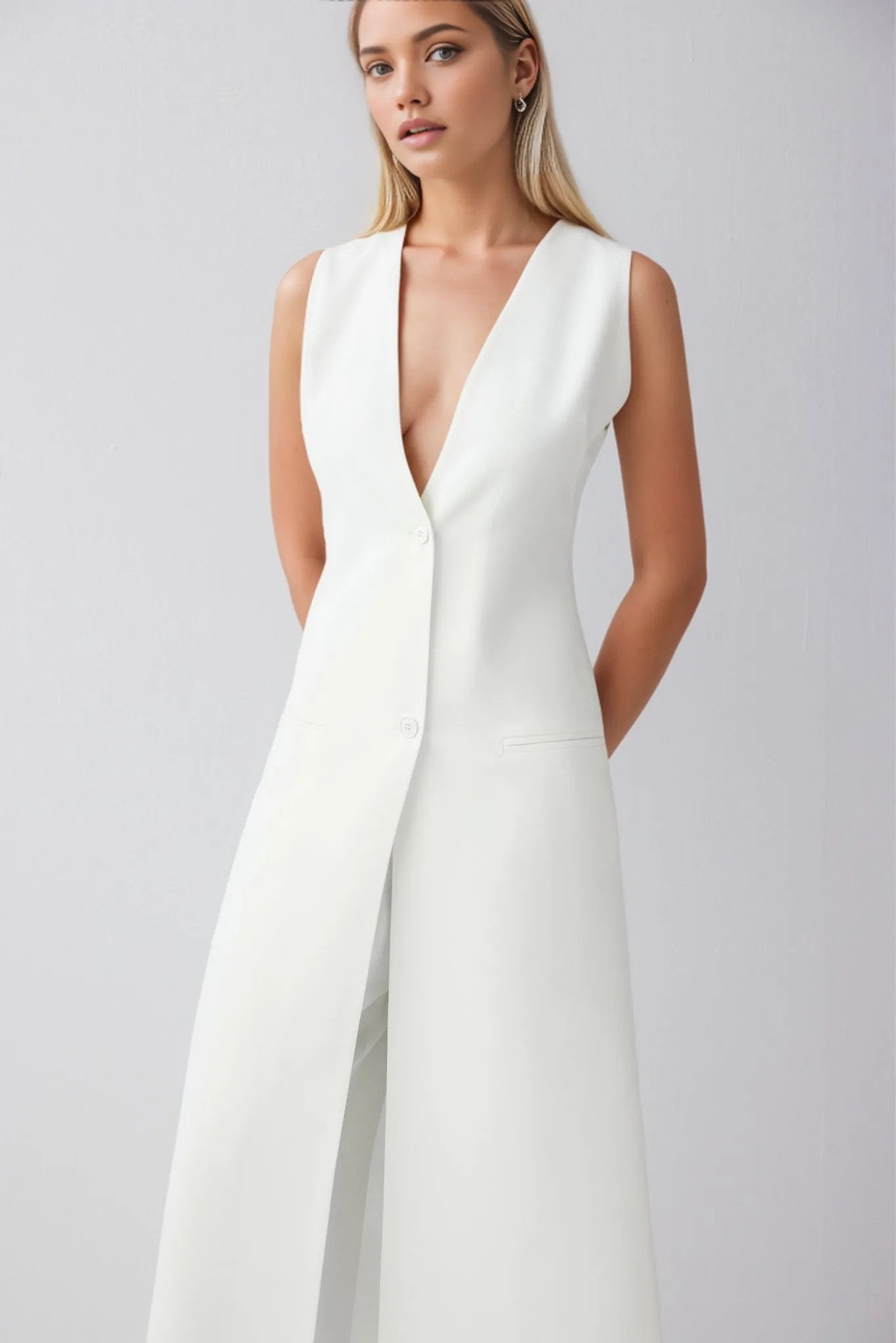 Nubia Classic Long Vest Blazer - HOUSE OF SHE