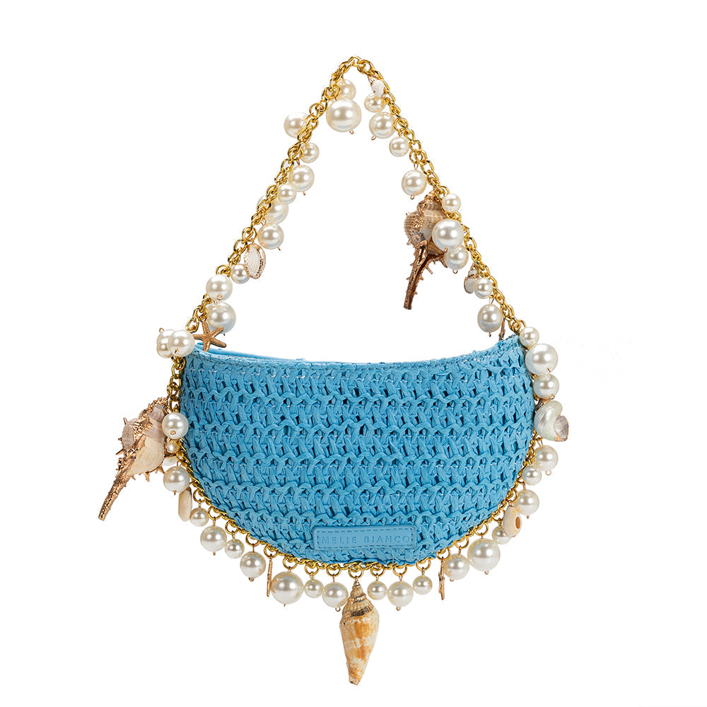 Isla Blue Small Straw Top Handle Bag HOUSE OF SHE