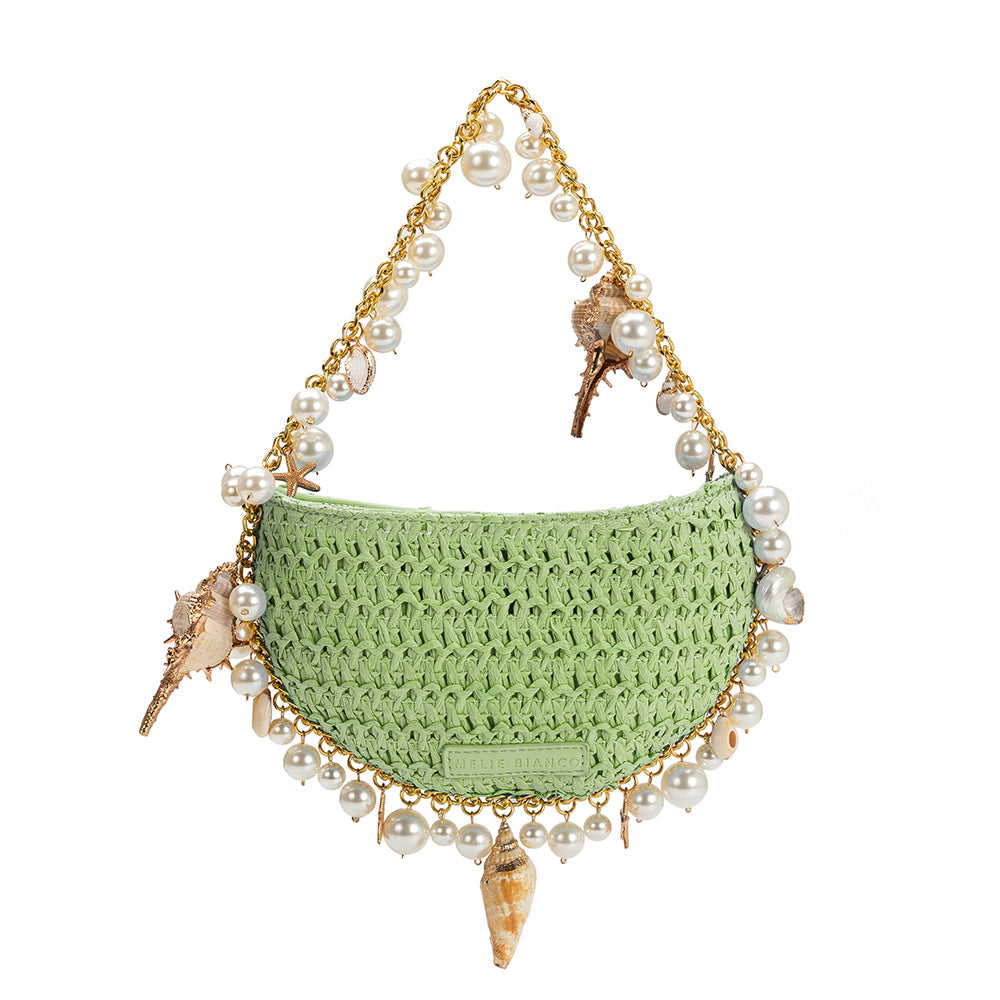 Isla Lime Small Straw Top Handle Bag HOUSE OF SHE
