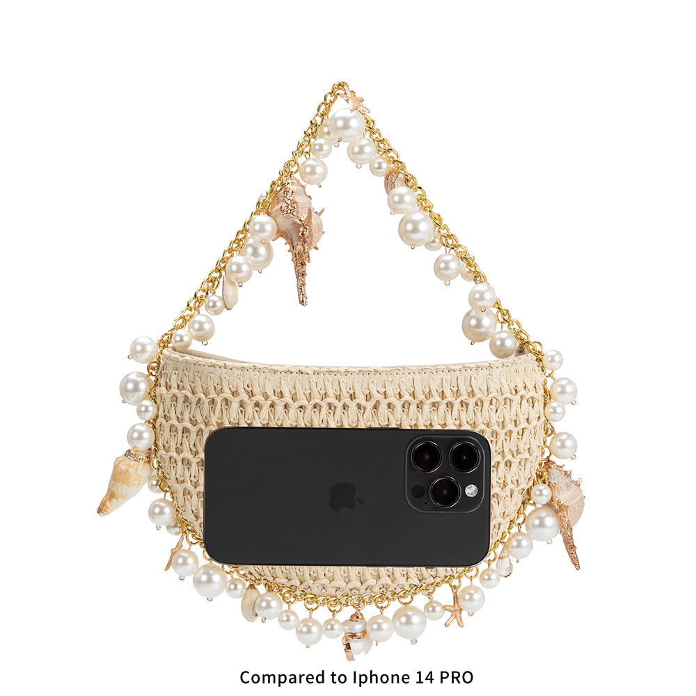 Isla Blue Small Straw Top Handle Bag HOUSE OF SHE