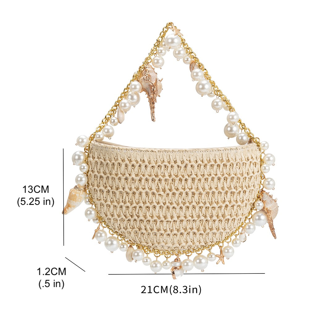 Isla Blue Small Straw Top Handle Bag HOUSE OF SHE