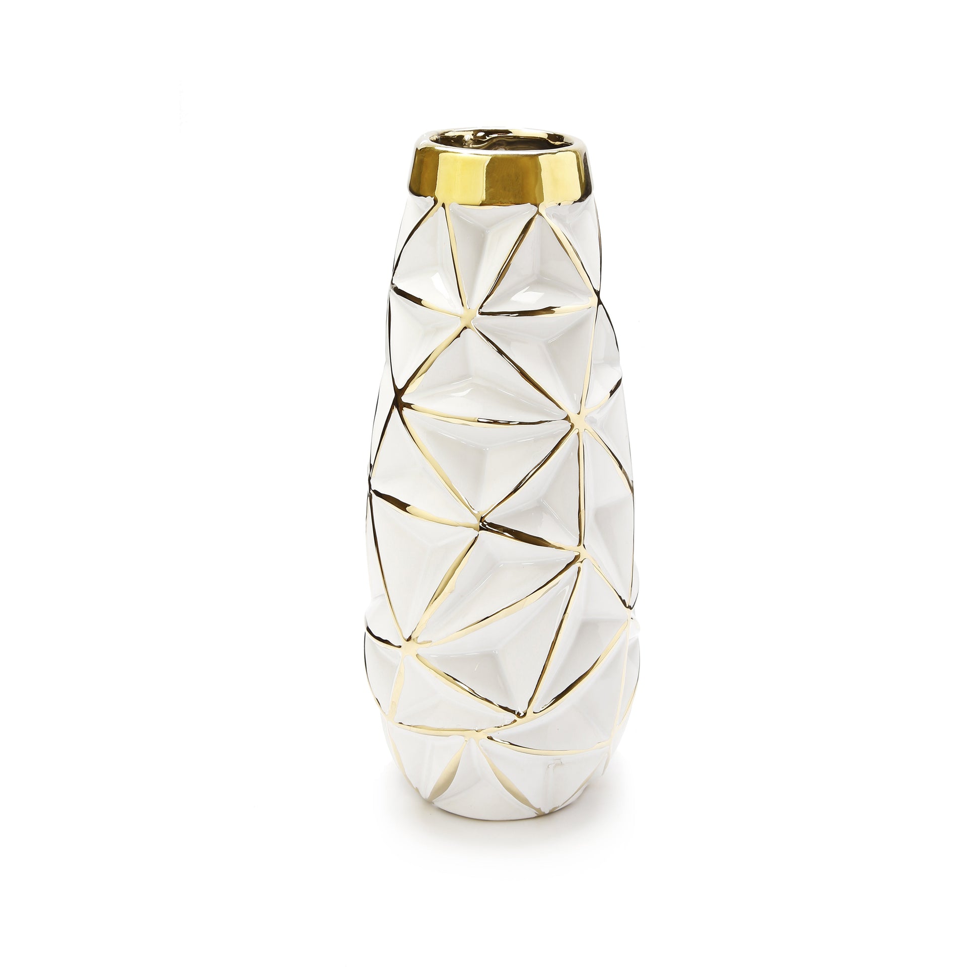 White Vase Gold Geometric Design - HOUSE OF SHE