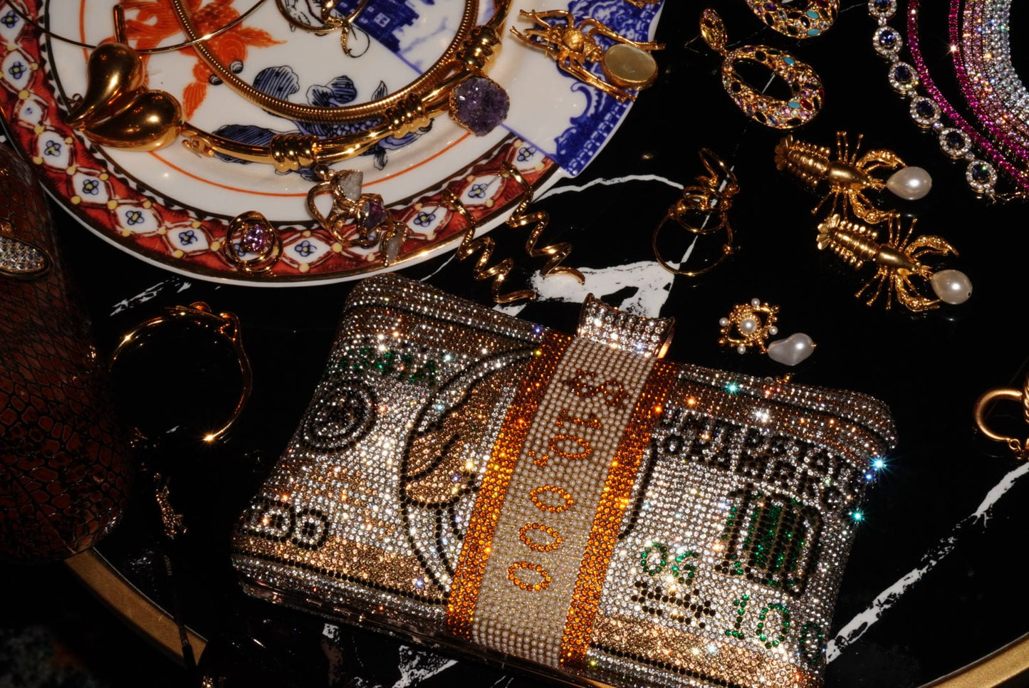 Art Basel Gold Money Party Clutch - HOUSE OF SHE