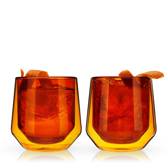 Aurora Double-Walled Tumblers in Amber, Set of 2 - HOUSE OF SHE