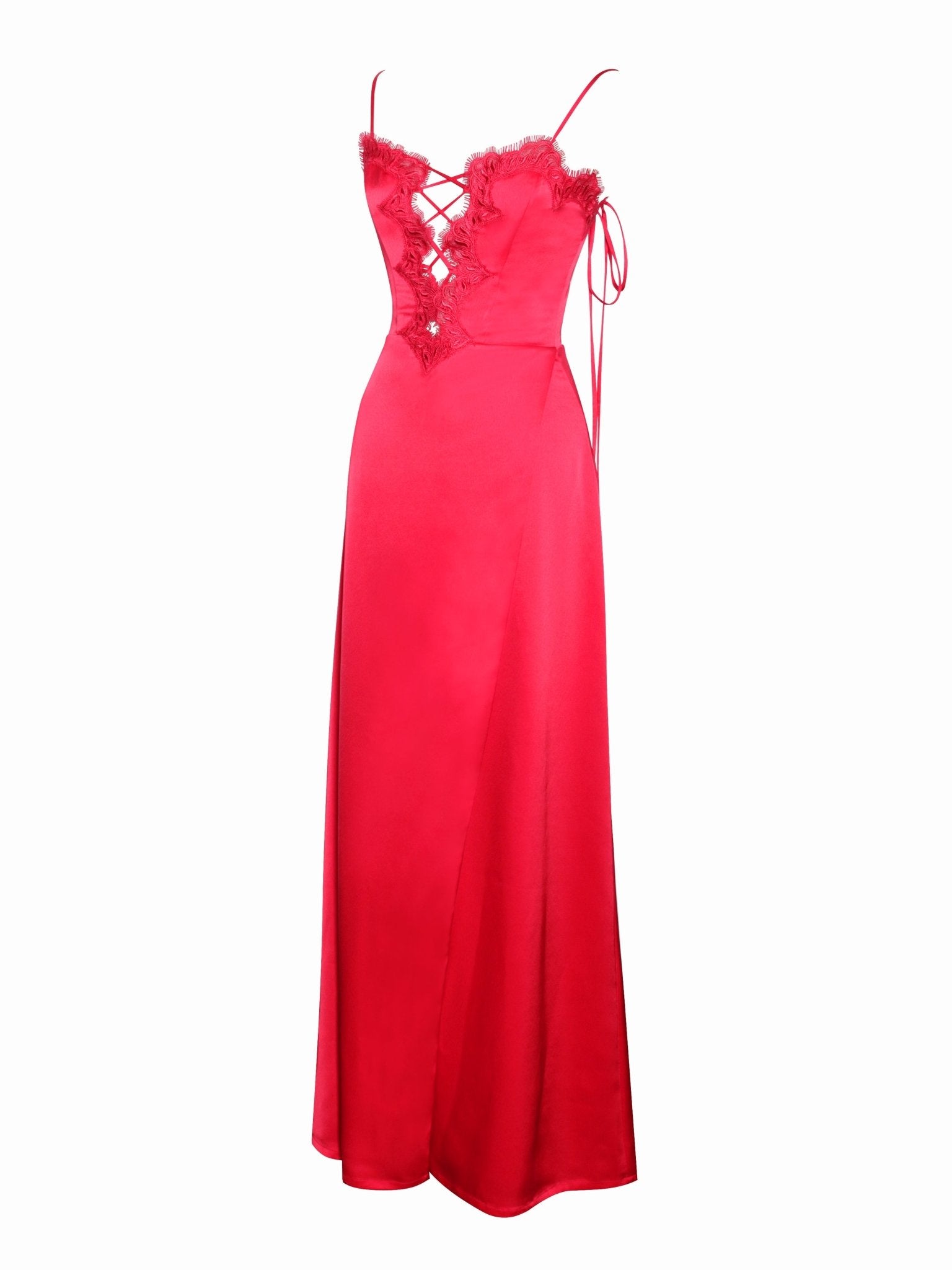 Bia Red Satin Dress - HOUSE OF SHE