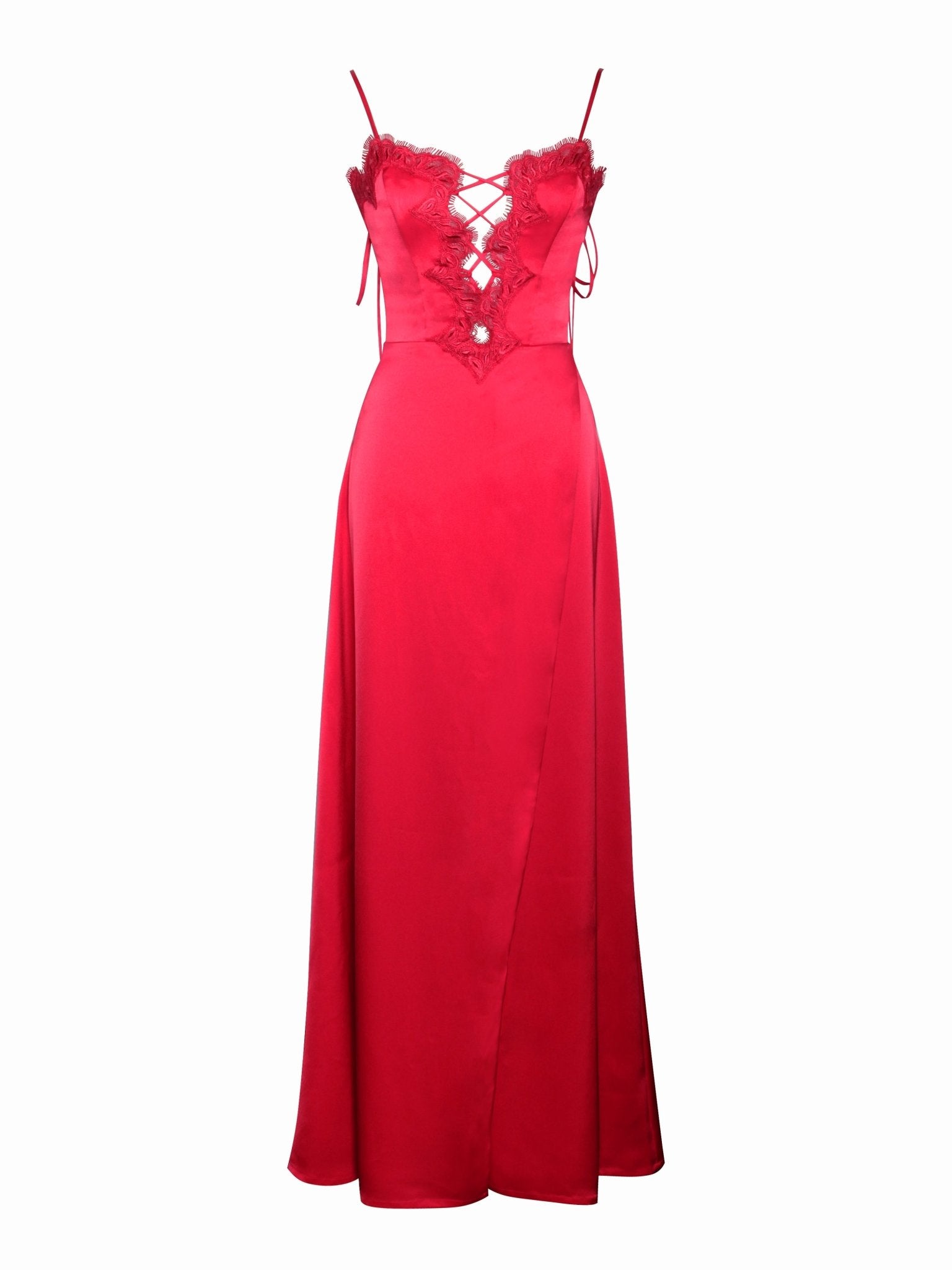 Bia Red Satin Dress - HOUSE OF SHE