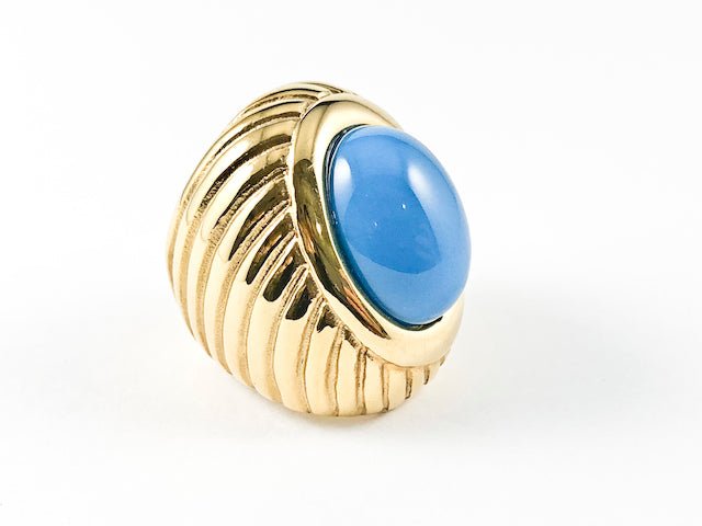 Casual Fun Turquoise Stone Layered Design Steel Ring - HOUSE OF SHE