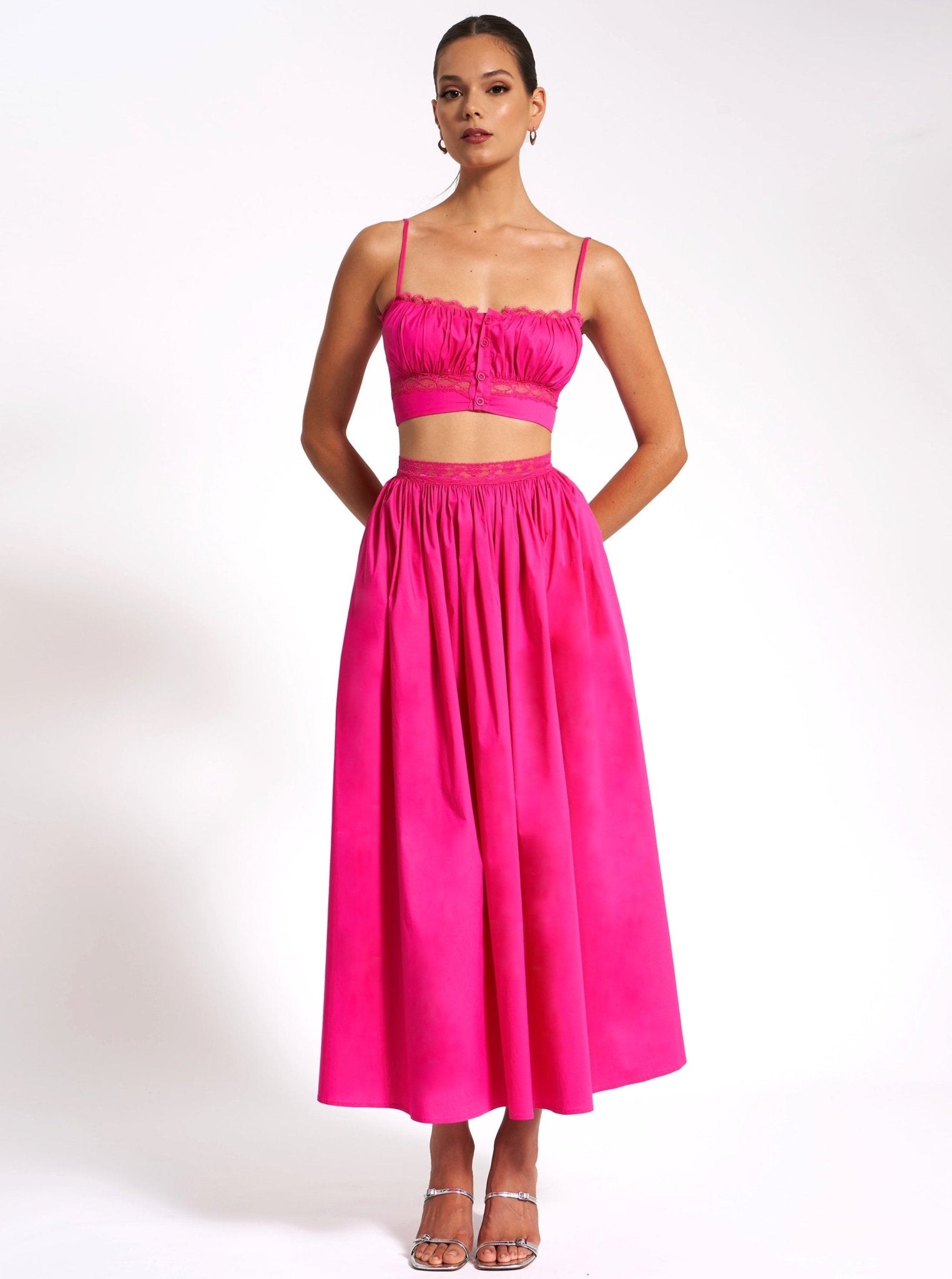 Chloe Fuchsia Cotton Maxi Skirt - HOUSE OF SHE