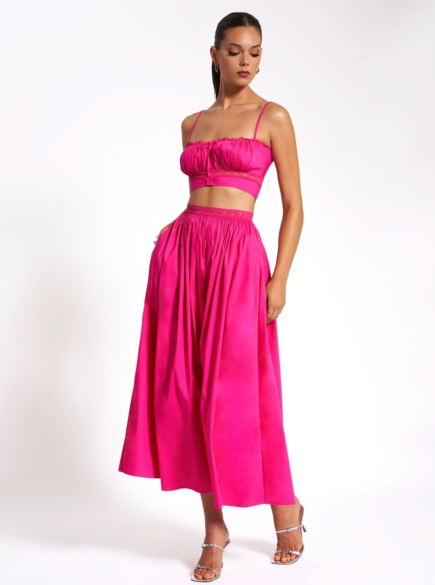 Chloe Fuchsia Cotton Maxi Skirt - HOUSE OF SHE