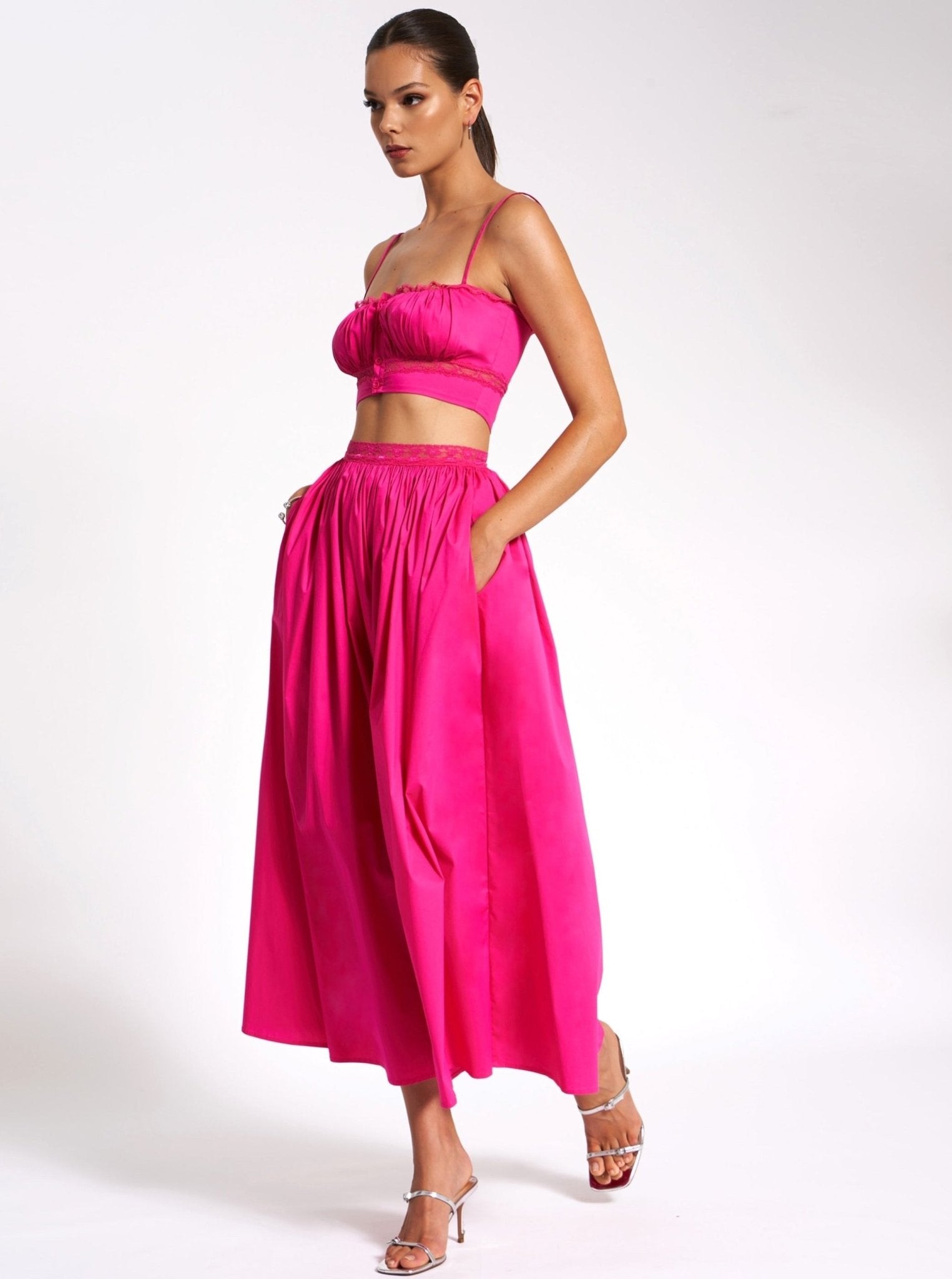 Chloe Fuchsia Cotton Maxi Skirt - HOUSE OF SHE