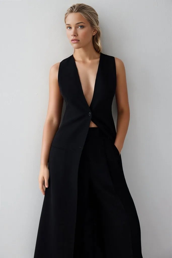 Nubia Classic Long Vest Blazer - HOUSE OF SHE