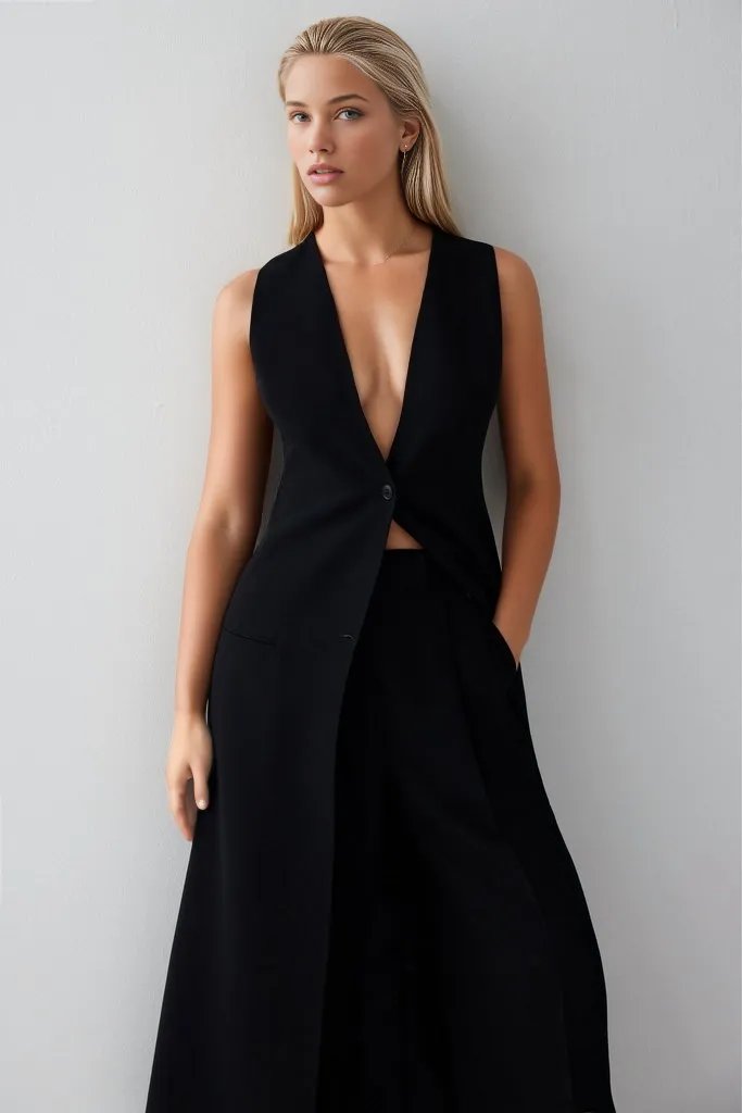 Nubia Classic Long Vest Blazer - HOUSE OF SHE