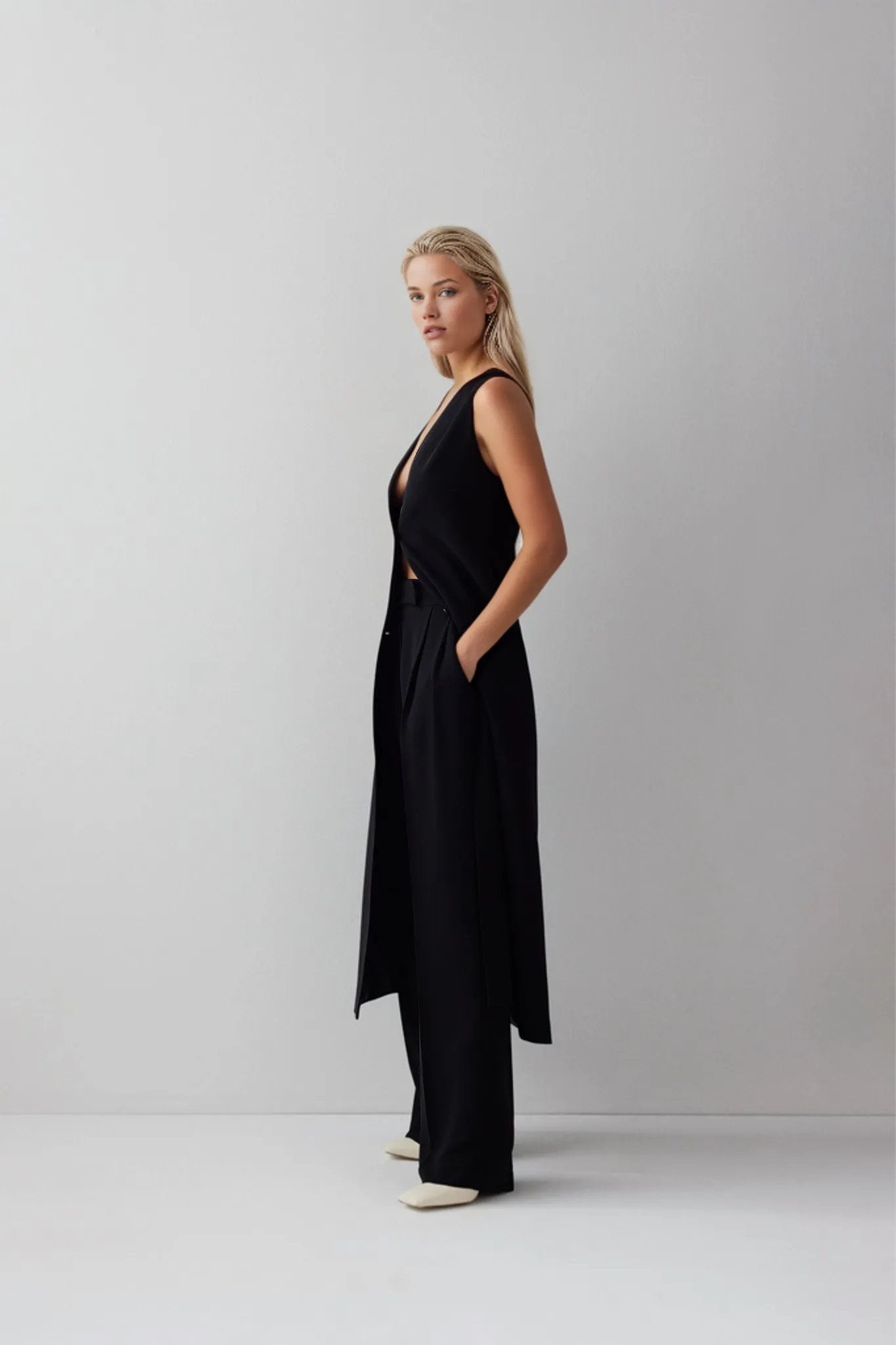 Nubia Classic Long Vest Blazer - HOUSE OF SHE