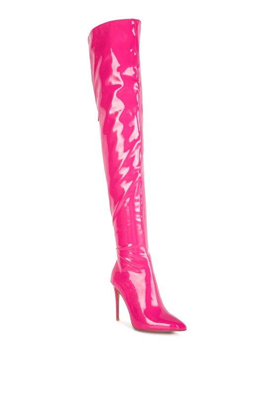 Eclectic Patent Pu Long Stiletto Boots - HOUSE OF SHE