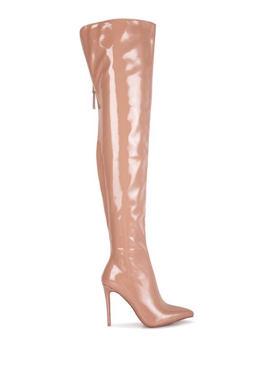 Eclectic Patent Pu Long Stiletto Boots - HOUSE OF SHE