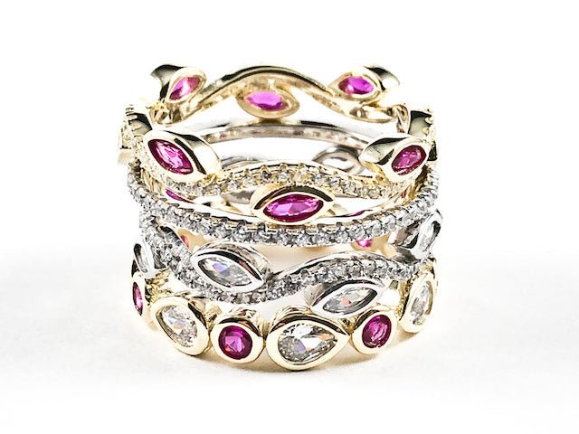 Elegant Set Of 4 Pieces Eternity Band Rings - HOUSE OF SHE
