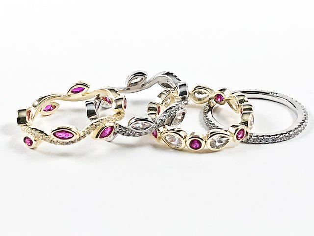 Elegant Set Of 4 Pieces Eternity Band Rings - HOUSE OF SHE