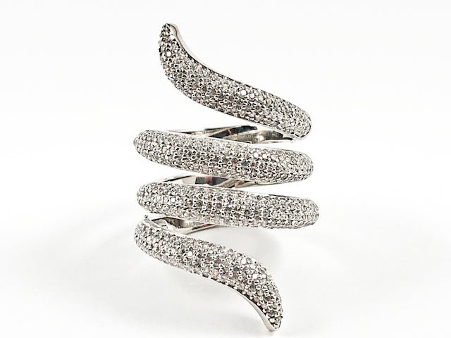 Elegant Snake Pave CZ Silver Ring - HOUSE OF SHE