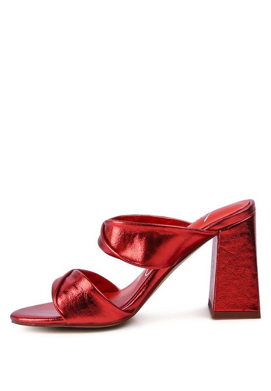 Mess Metallic Block Sandal Heels - HOUSE OF SHE
