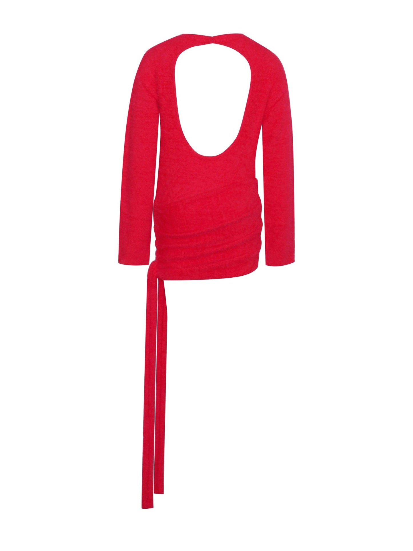 Kira Red Knit Long Sleeve Backless Sweater Dress - HOUSE OF SHE