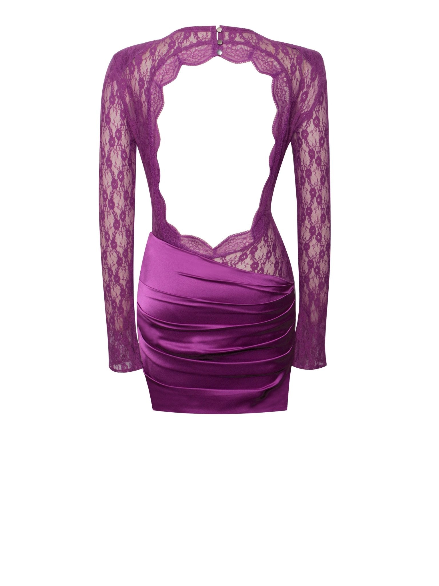 Mari Purple Lace Satin Mini Dress - HOUSE OF SHE