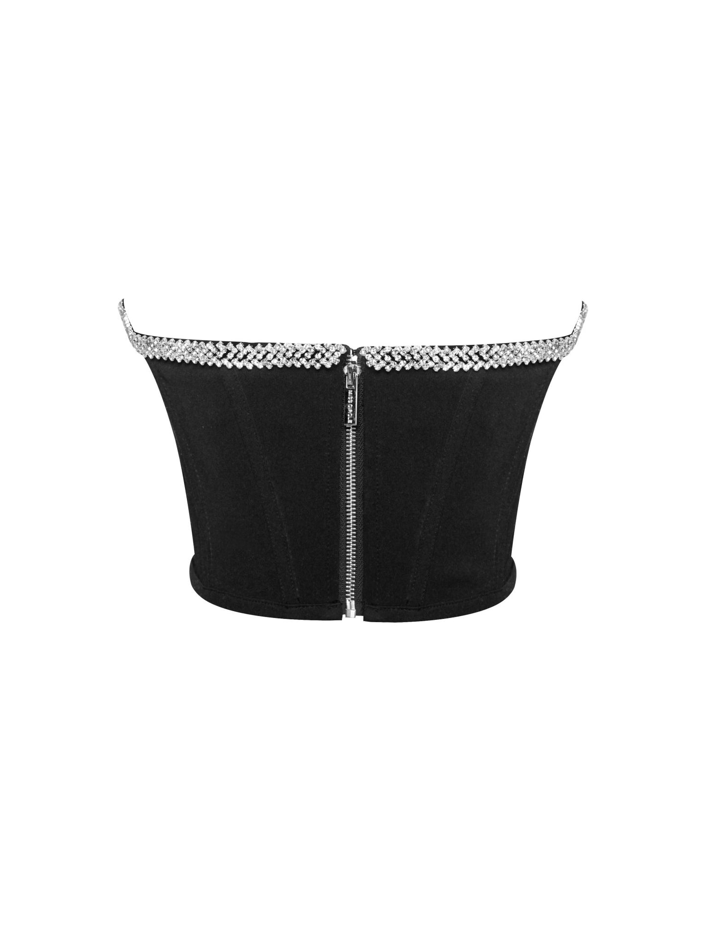 Melanie Black Corset Top With Crystal Trim - HOUSE OF SHE