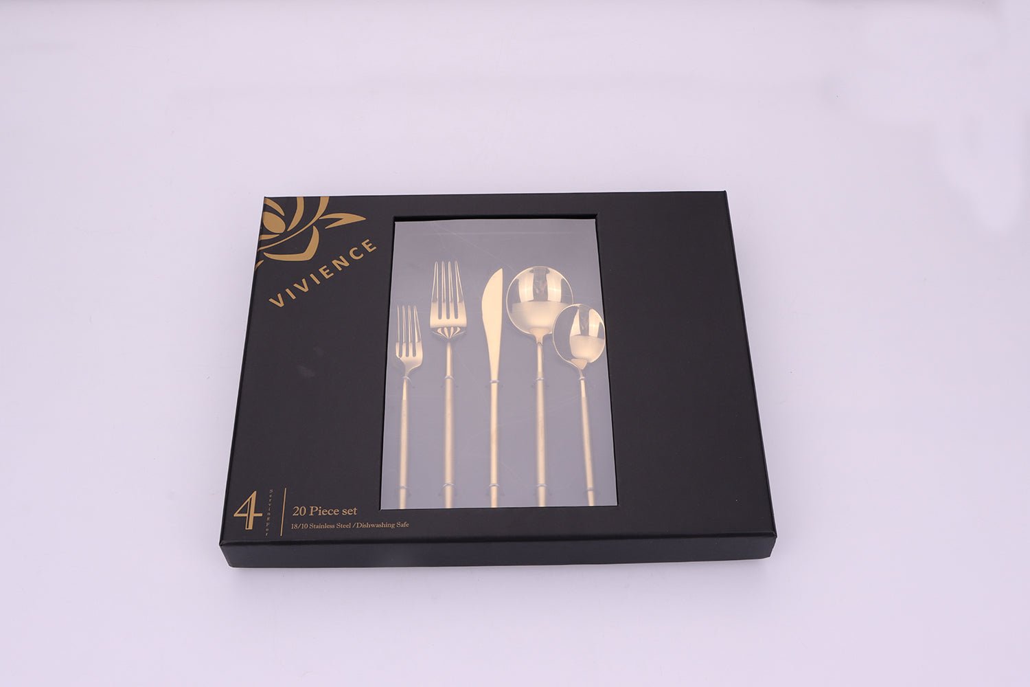 Morne 20 Pc Gold Flatware Set with Matte Handles, Service for 4 - HOUSE OF SHE